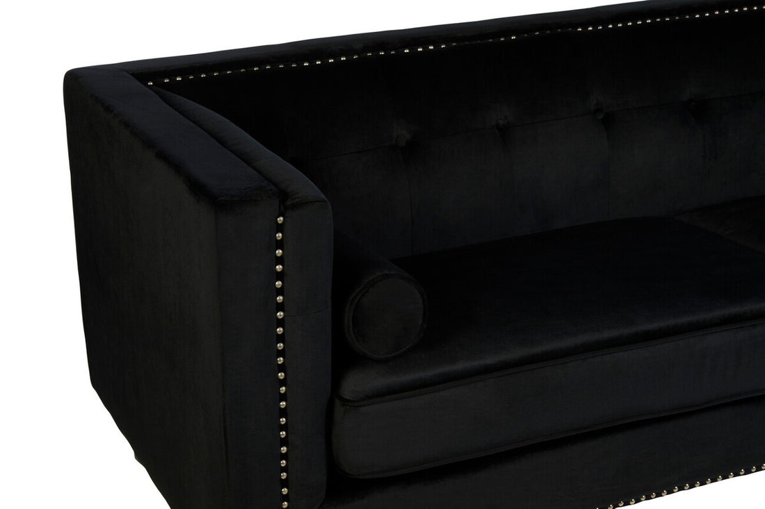 Felisa 3 Seat Black Velvet Sofa - Image 5