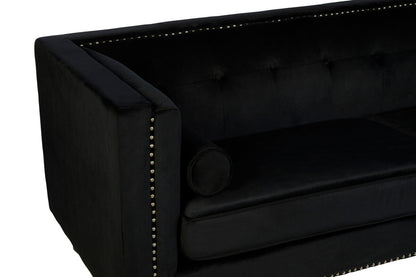 Felisa 3 Seat Black Velvet Sofa - Image 5