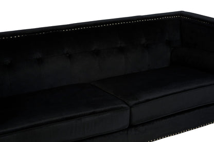 Felisa 3 Seat Black Velvet Sofa - Image 6