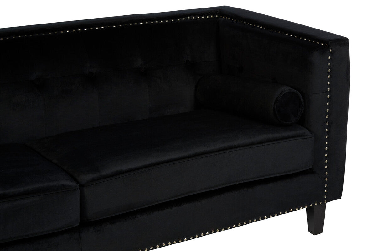 Felisa 3 Seat Black Velvet Sofa - Image 7