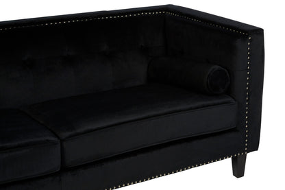 Felisa 3 Seat Black Velvet Sofa - Image 7