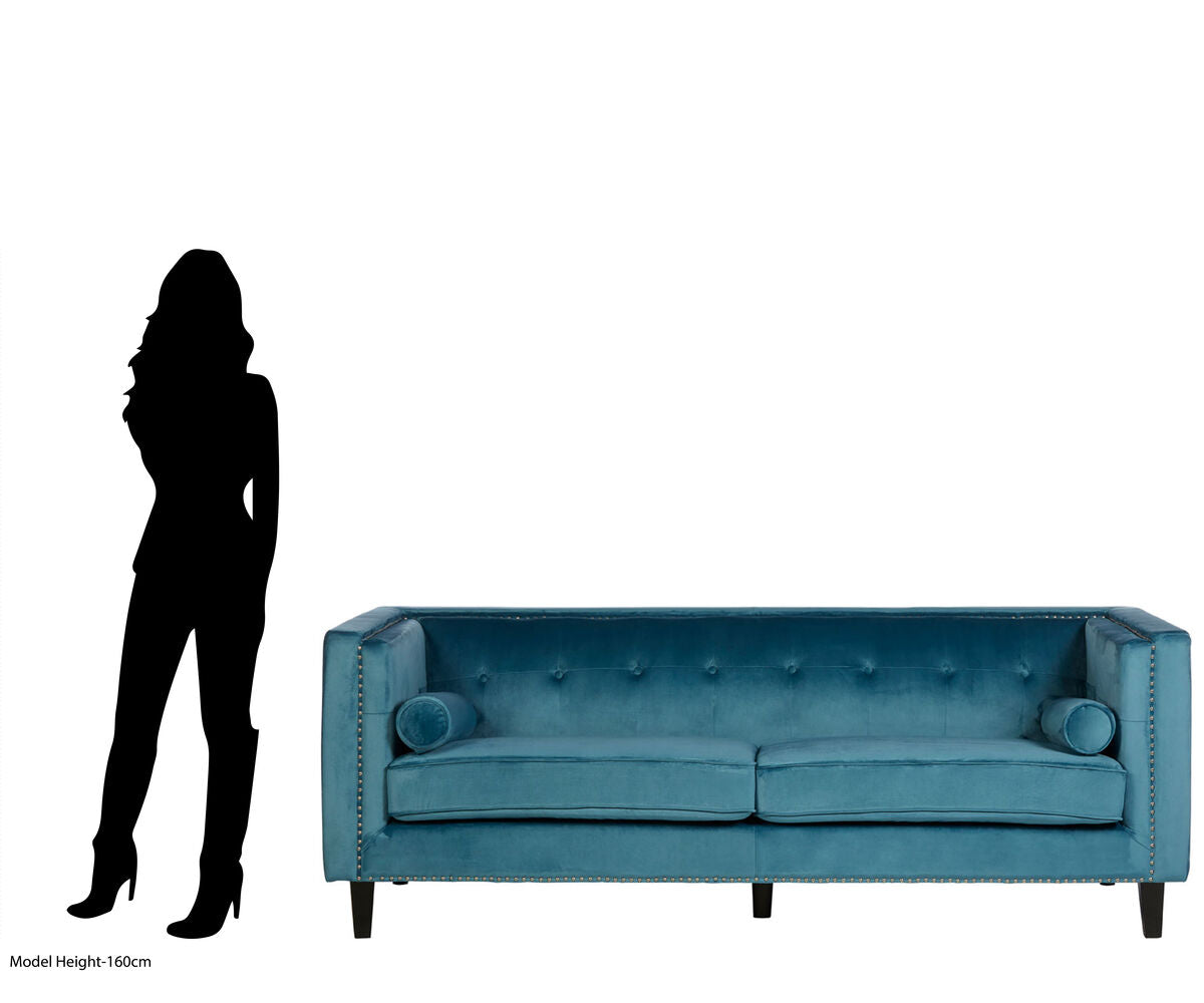 Felisa 3 Seat Blue Velvet Sofa