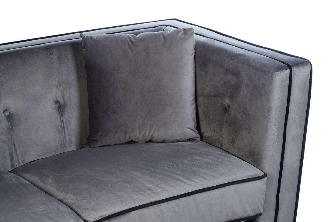 Ferris Grey Velvet 2 Seat Sofa - Image 5