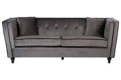 Ferris 3 Seat Grey Velvet Sofa