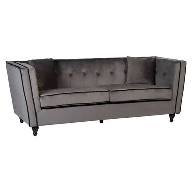 Ferris 3 Seat Grey Velvet Sofa