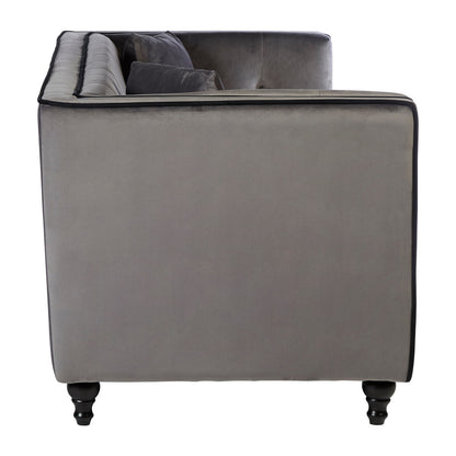 Ferris 3 Seat Grey Velvet Sofa
