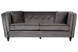 Ferris 3 Seat Grey Velvet Sofa