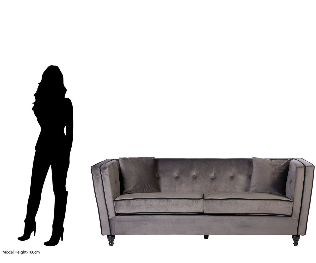 Ferris 3 Seat Grey Velvet Sofa