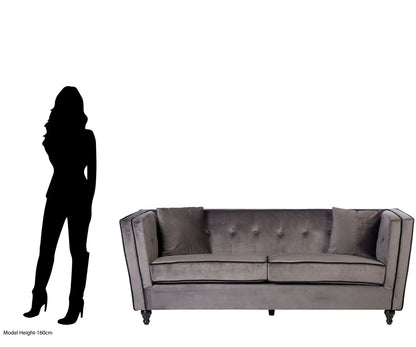 Ferris 3 Seat Grey Velvet Sofa