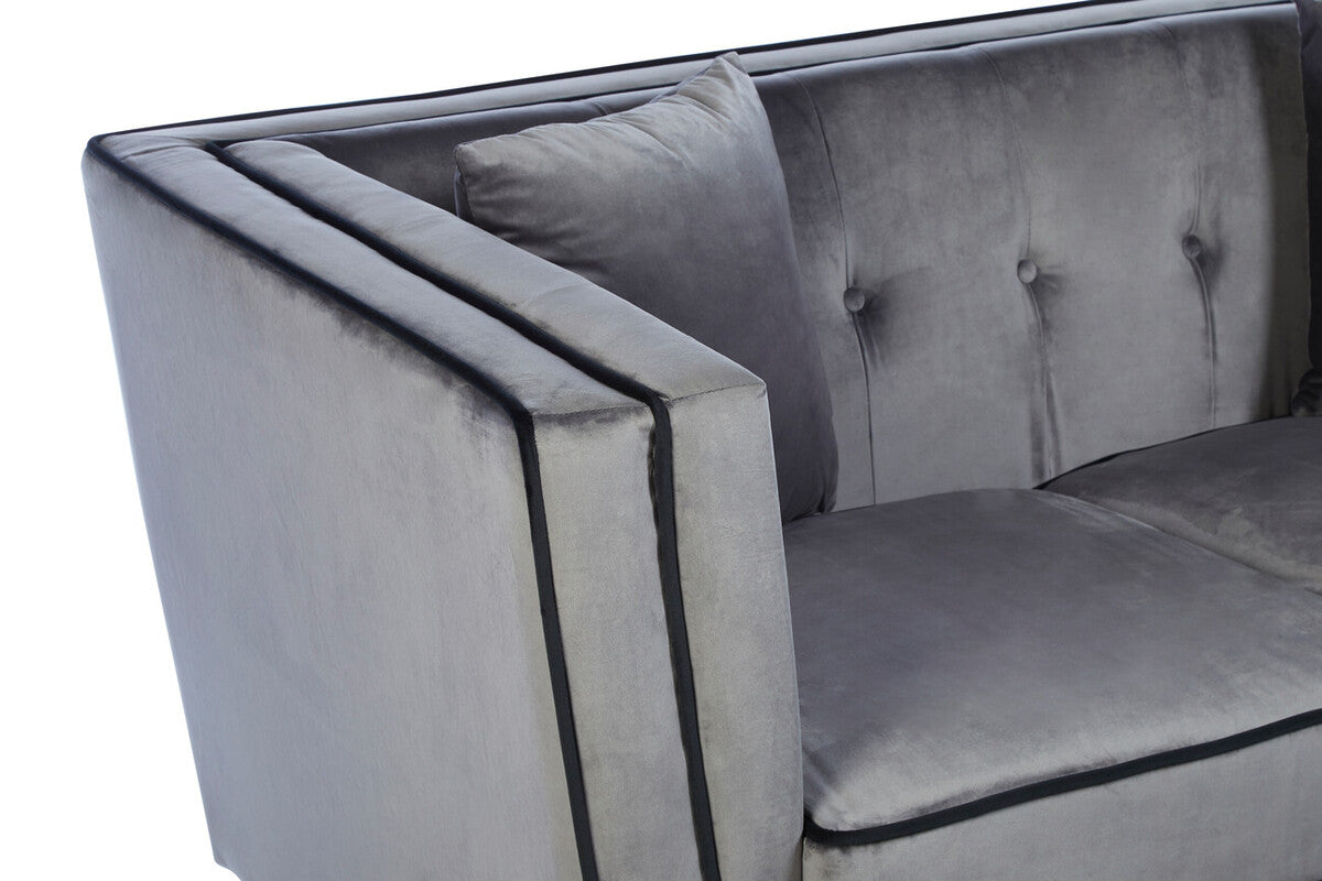 Ferris 3 Seat Grey Velvet Sofa