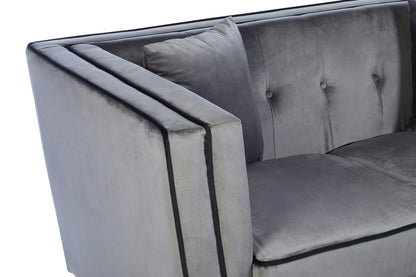 Ferris 3 Seat Grey Velvet Sofa