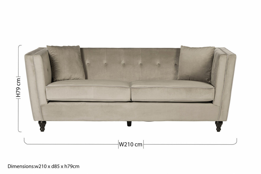 3 Seater Mink Velvet Sofa, Ferris