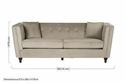 Ferris 3 Seat Mink Velvet Sofa
