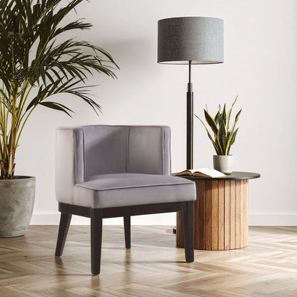 Daxton Light Grey Velvet Curved Back Chair - image 1