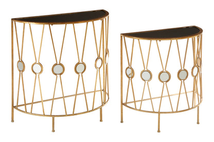 Faiza Set Of 2 Cross Design Console Tables