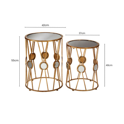 Faiza Set Of 2 Cross Design Rounded Tables
