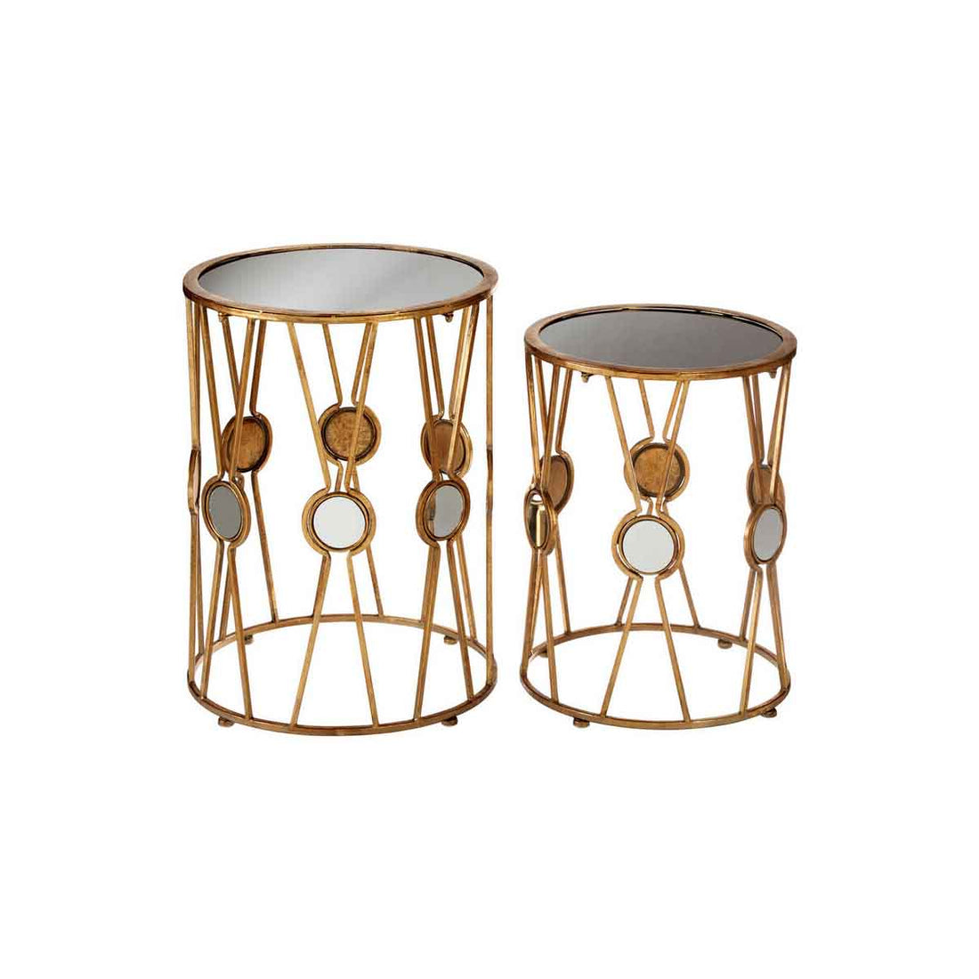 Faiza Set Of 2 Cross Design Rounded Tables