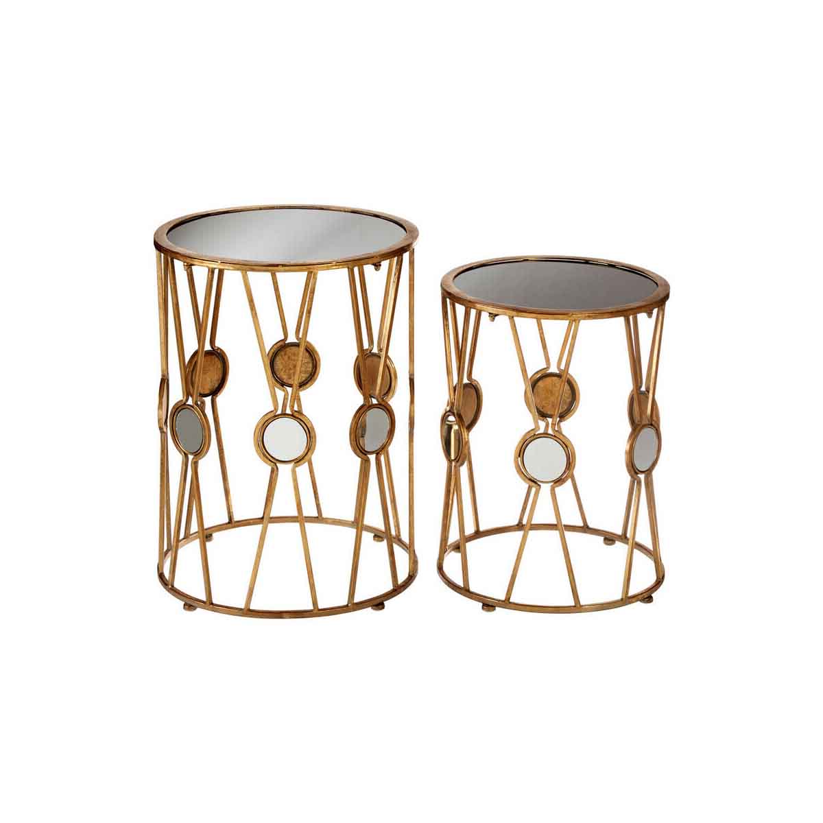 Faiza Set Of 2 Cross Design Rounded Tables