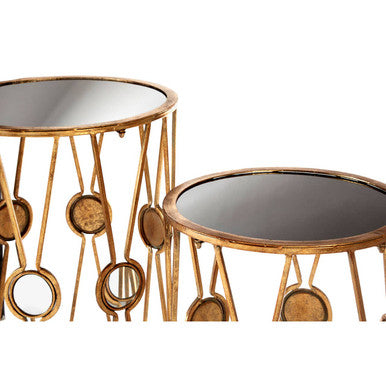 Faiza Set Of 2 Cross Design Rounded Tables - image 4