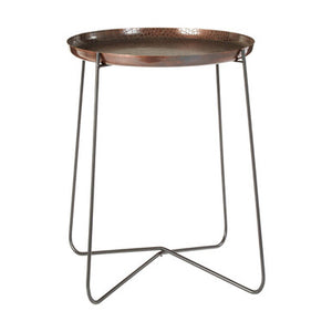 Hege Crocodile Texture Copper Finish and Black Round Side Table