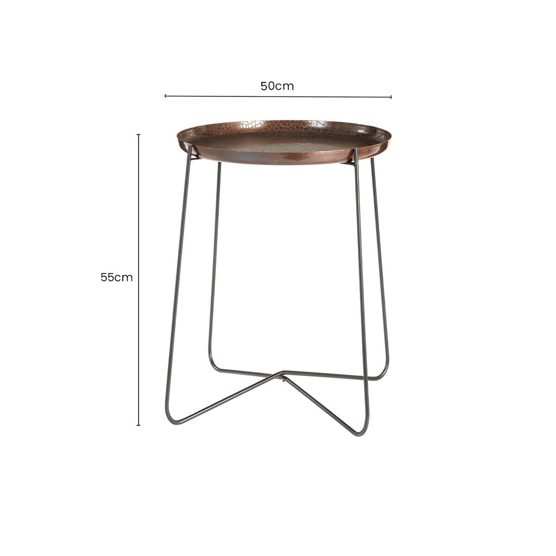 Hege Crocodile Texture Copper Finish and Black Round Side Table