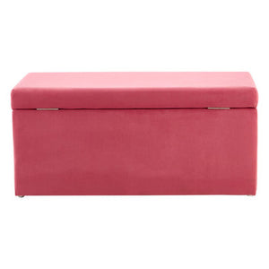 Mia Pink Velvet Kids Storage Ottoman