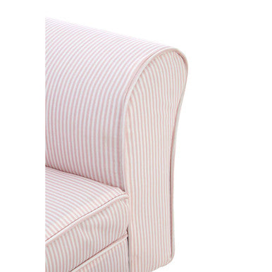 Kids Pink And White Stripe Rocker With Footstool
