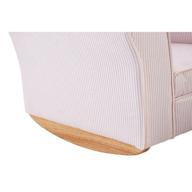 Kids Pink And White Stripe Rocker With Footstool