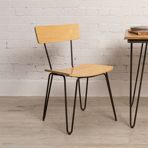 District Natural Wooden Chair with Black Finish Hairpin Legs