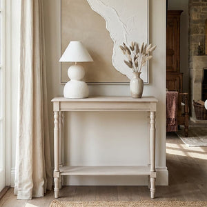 Heritage Grey Putty Wooden Console Table with Lower Shelf