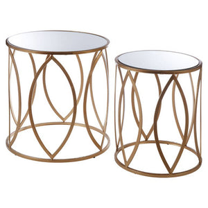 Arcana Set Of Two Gold Finish Side Tables.