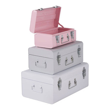 Parley Set Of Three Assorted Pink And Grey Storage Trunks
