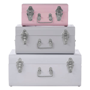 Set of Three Assorted Pink and Grey Storage Trunks | Parley