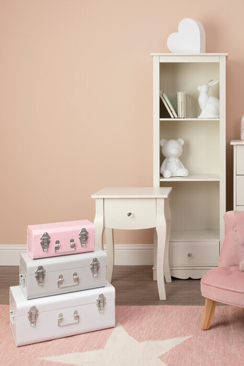 Parley Set Of Three Assorted Pink And Grey Storage Trunks