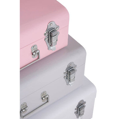 Parley Set Of Three Assorted Pink And Grey Storage Trunks