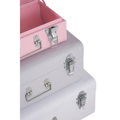 Parley Set Of Three Assorted Pink And Grey Storage Trunks