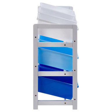 Three Tier White And Blue Kids Storage Unit