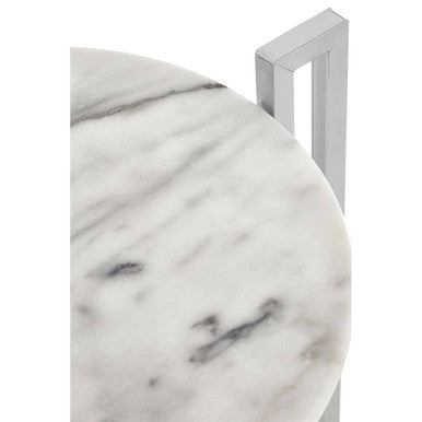 Cibal White Marble Side Table With Chrome Base - image 7