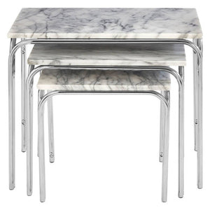 Fulton Marble Nest Of 3 Tables With Chrome Base