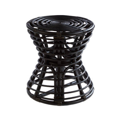 Maka Black Natural Rattan Stool