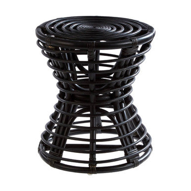 Maka Black Natural Rattan Stool
