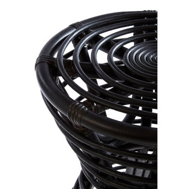 Maka Black Natural Rattan Stool