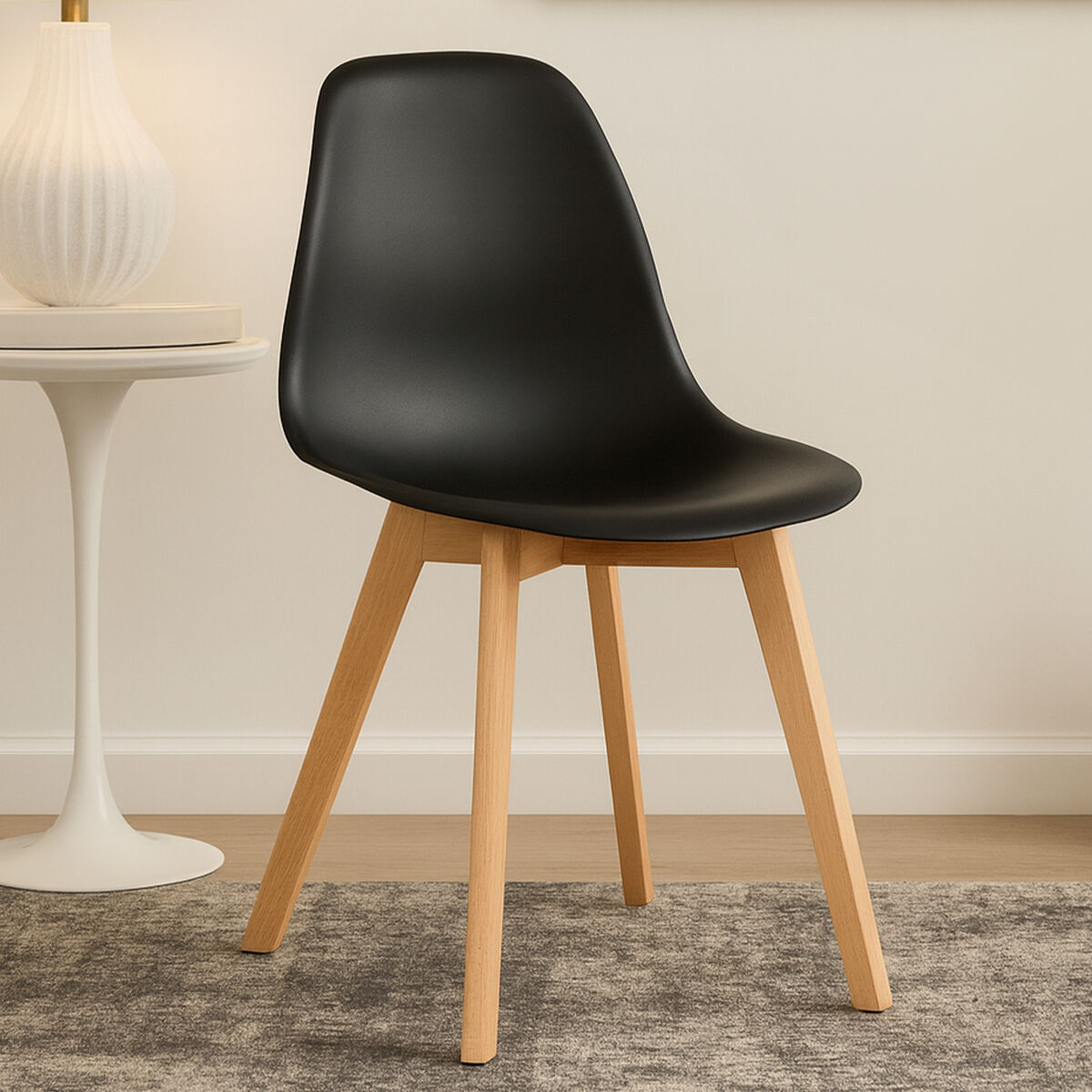 Stockholm Black Chair With Beech Wood Legs