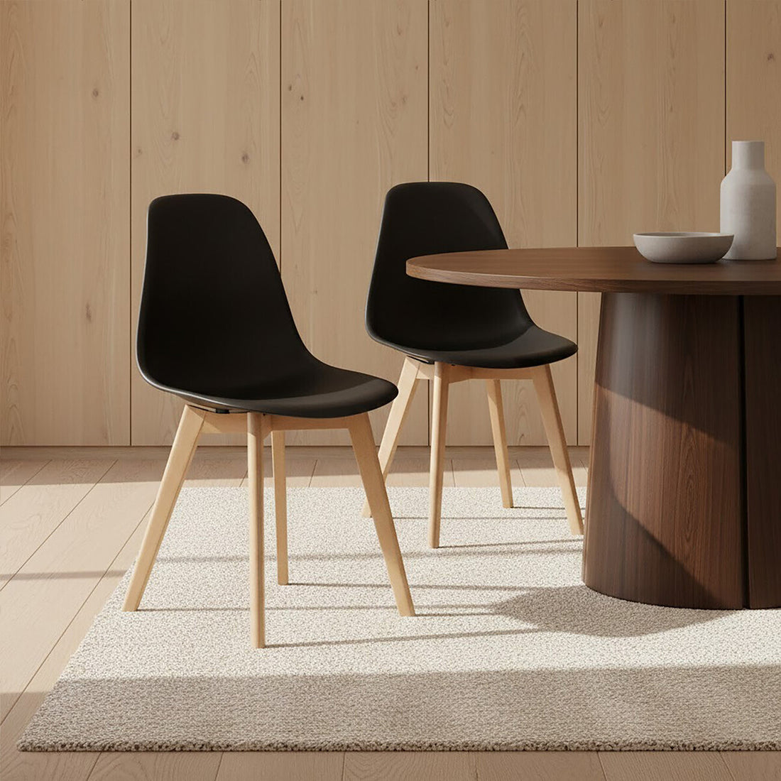 Stockholm Black Chair With Beech Wood Legs