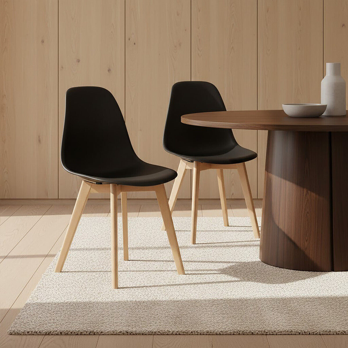 Stockholm Black Chair With Beech Wood Legs