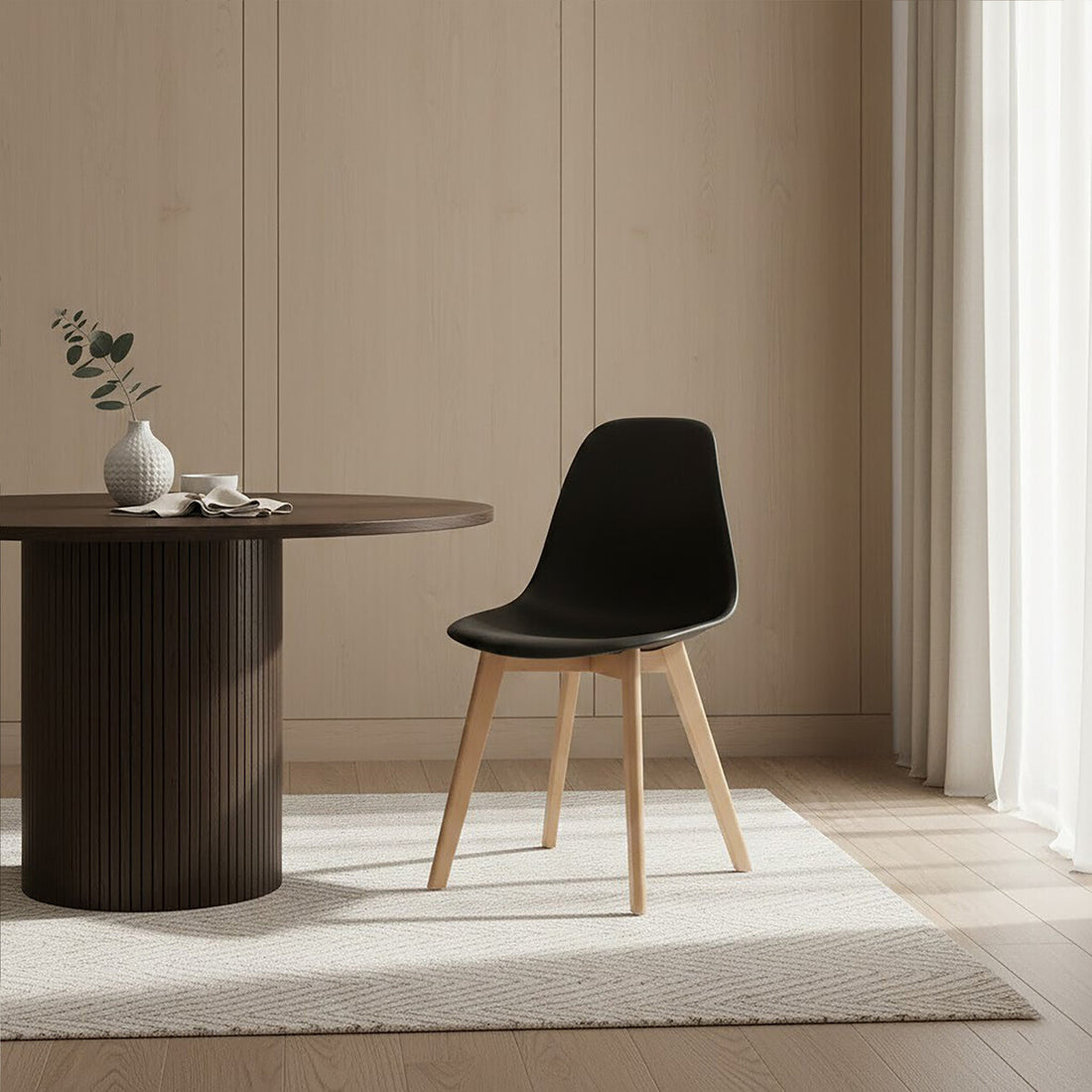 Stockholm Black Chair With Beech Wood Legs