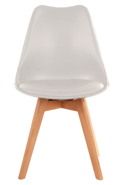Stockholm White Chair With Cushion And Beech Wood Legs - Image 1