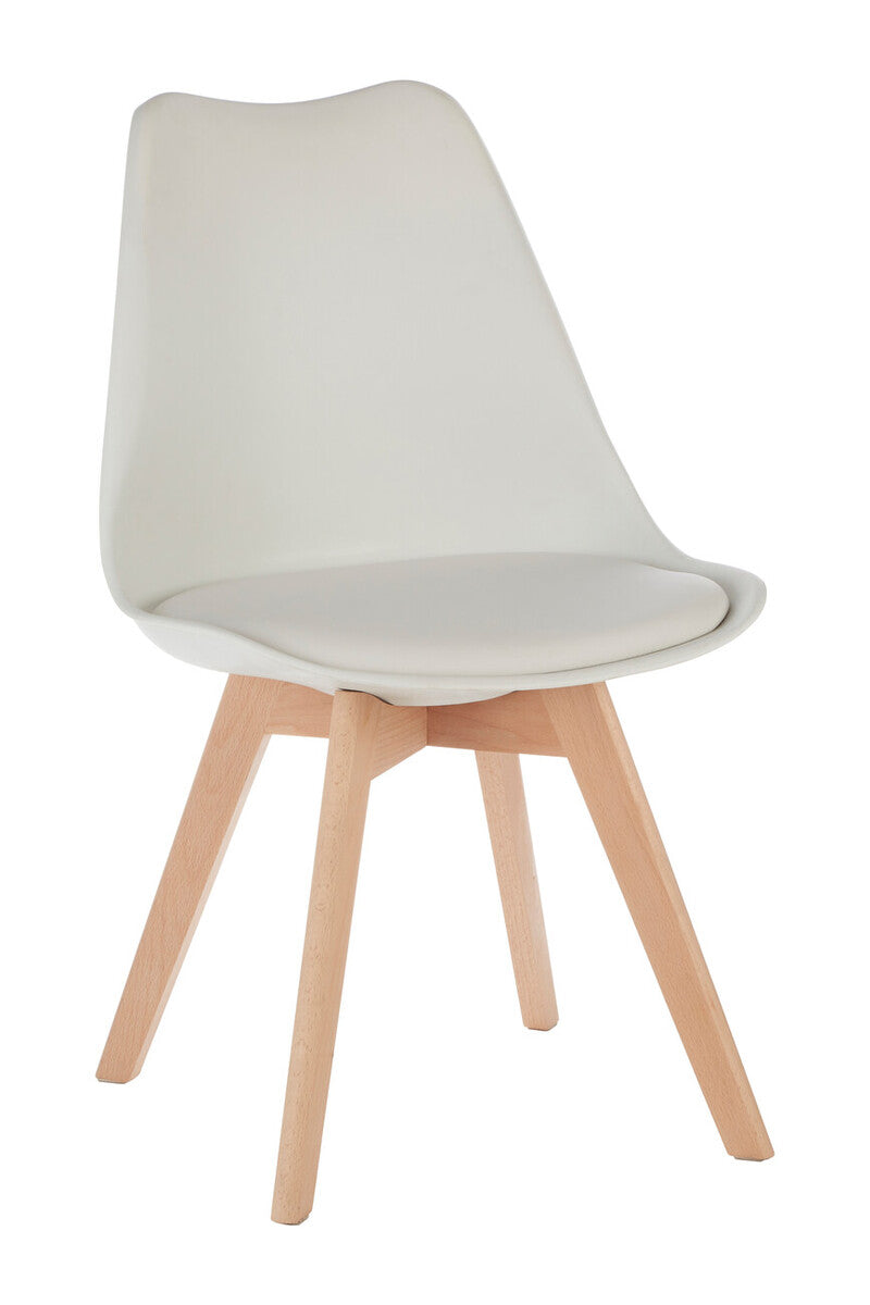 Stockholm White Chair With Cushion And Beech Wood Legs - Image 2