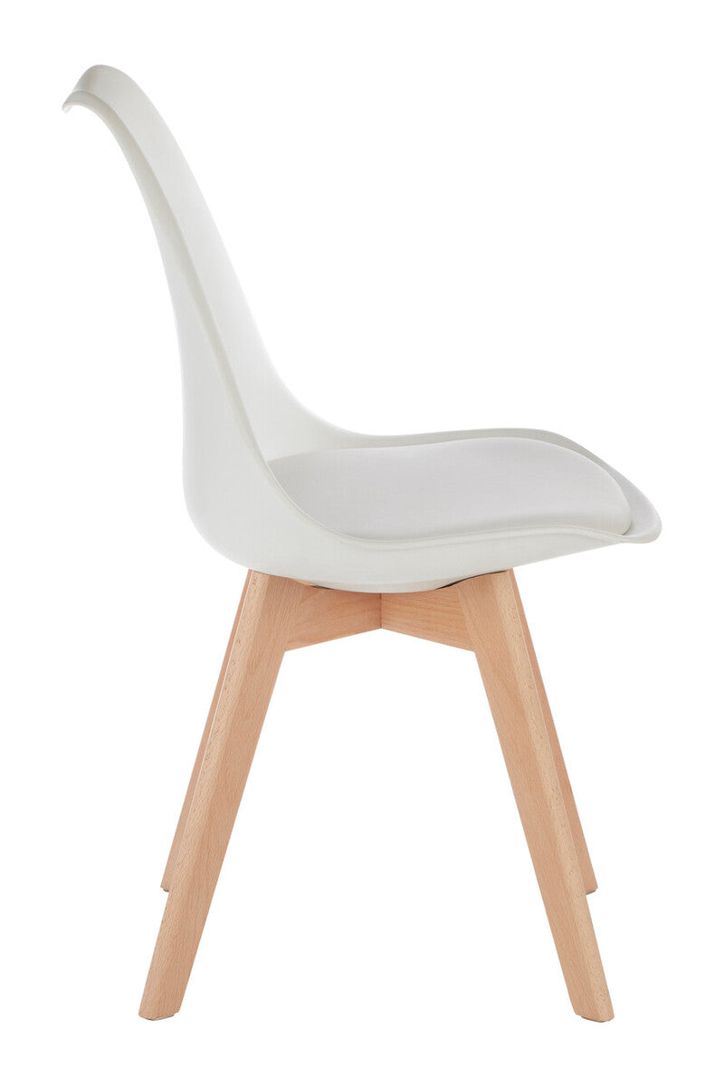 Stockholm White Chair With Cushion And Beech Wood Legs - Image 3