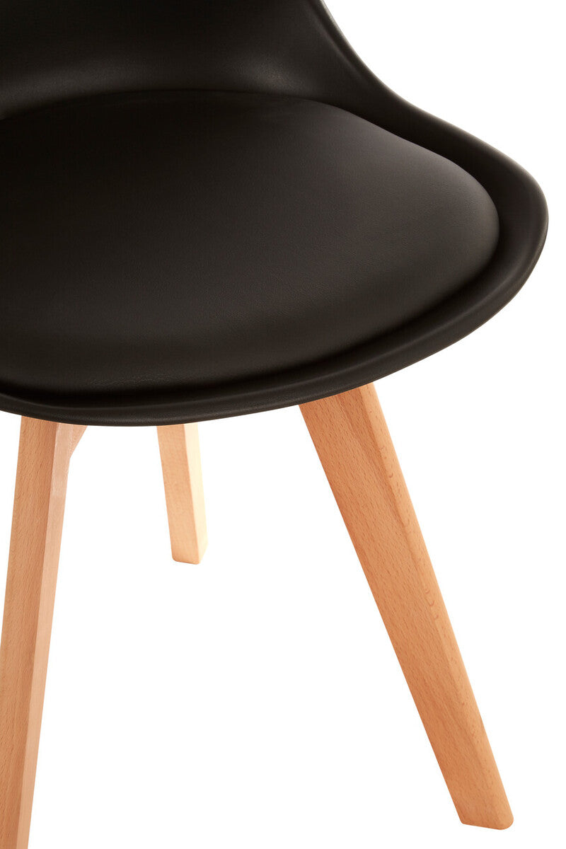 Stockholm Black Chair With Cushion And Beech Wood Legs